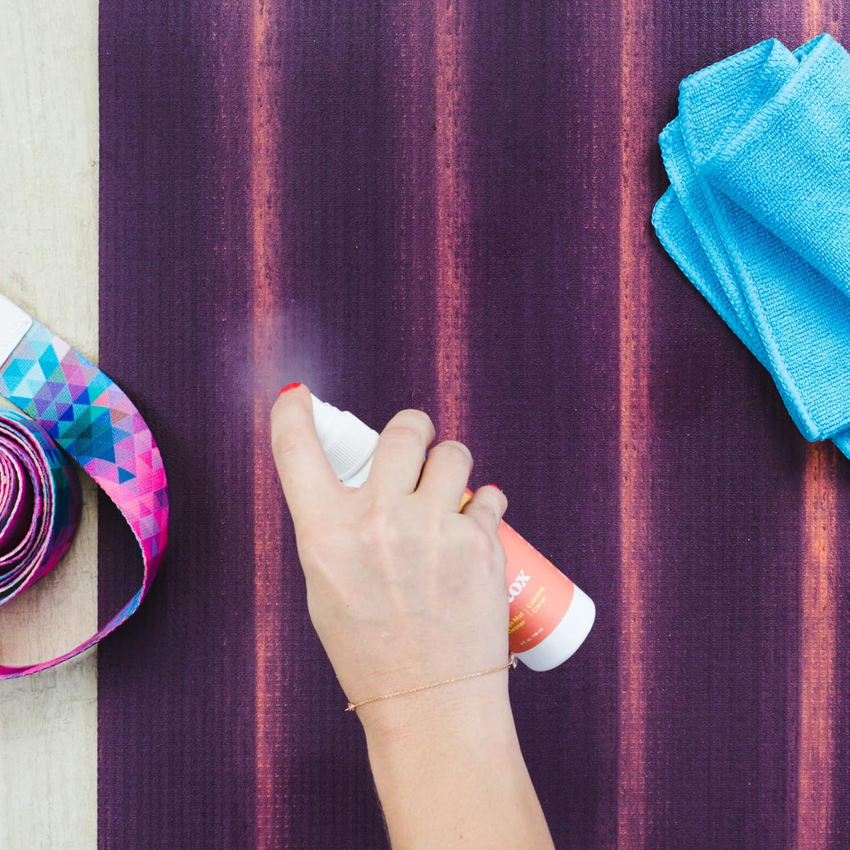 ASUTRA Yoga Mat Cleaner Spray (Peaceful Lavender), 4 fl oz - No Slippery Residue, Organic Essential Oils, Deep-Cleansing for Fitness Gear & Gym Equipment, Microfiber Towel Included