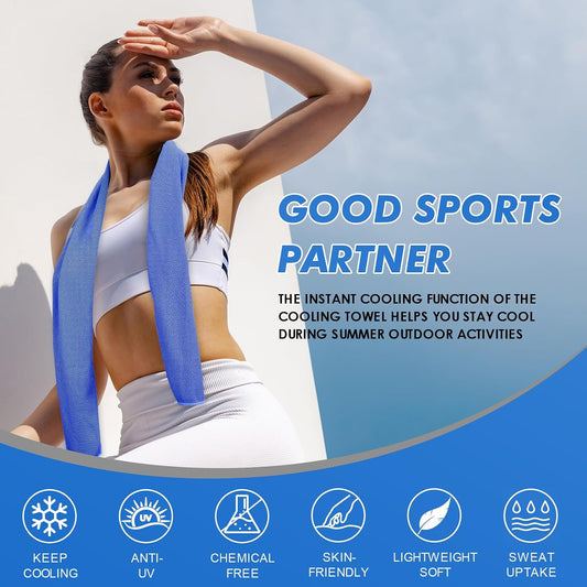 Cooling Towels for Neck and Face - 4 Pack 47x12 Inch Ice Cold Microfiber Towels, Soft & Breathable Cooling Towel for Hot Weather, Sports, Yoga, Workout, Running, Golf, Camping