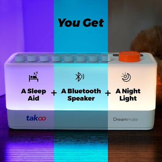 3-in-1 Sleep Sound Machine/Portable Bluetooth Speaker/12 Colors Night Light, Mixable 8 Nature Sounds & White Noise Machine, Sleep Timer for Sleep Aid