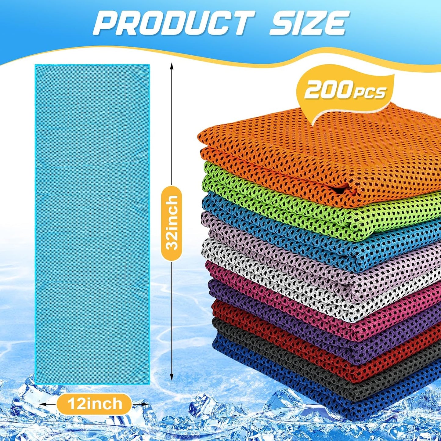 10 Pack Cooling Towels, Cooling Towels for Neck and Face, Sweat Microfiber Towel Soft Breathable Towel for Gym, Yoga, Camping, Running, Fitness, Workout & More Activities