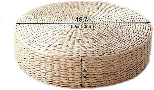 2 Pack Tatami Floor Pillow Sitting Cushion Bigger Size,Round Padded Room Floor Straw Mat for Outdoor Seat (Dia: 19.7)