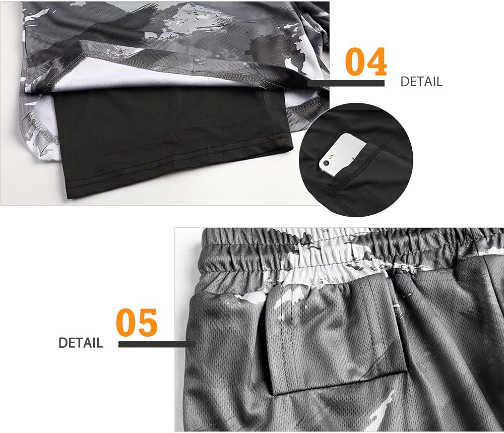 Mens Running Shorts,Workout Running Shorts for Men,2-in-1 Stealth Shorts, 7-Inch Gym Yoga Outdoor Sports Shorts
