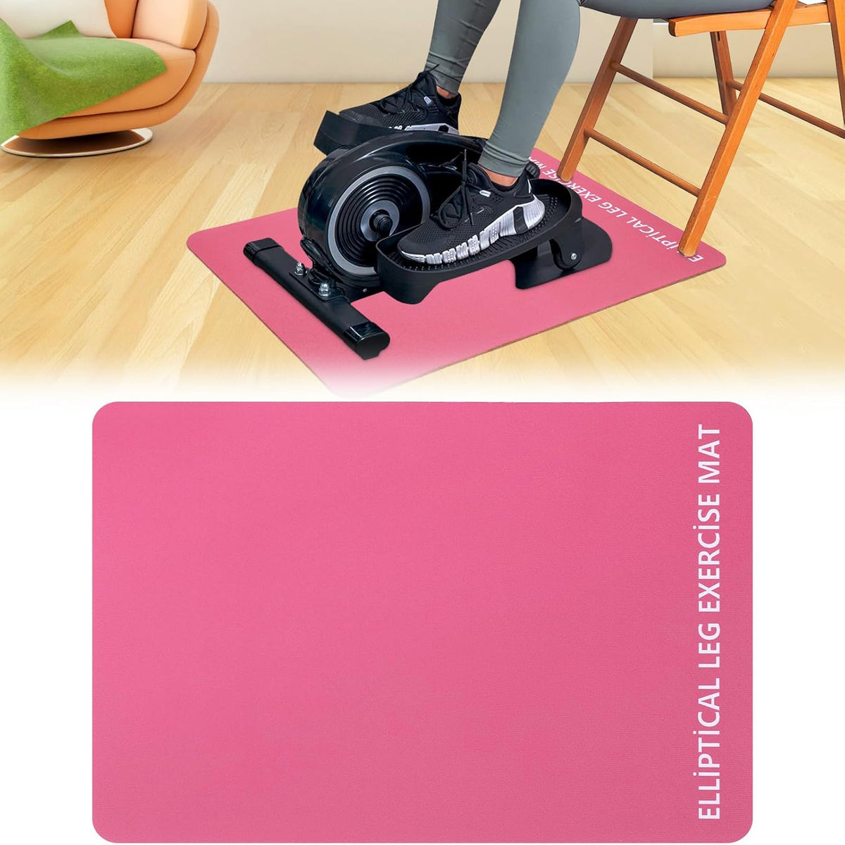 Non-Slip Workout Mat for Ellipse Leg Exerciser, Ellipse Machine Mat, Exercise Mat for Under Desk Ellipticals, Suitable for Electric Seated Foot Pedal Exerciser, Stability & Floor Protection