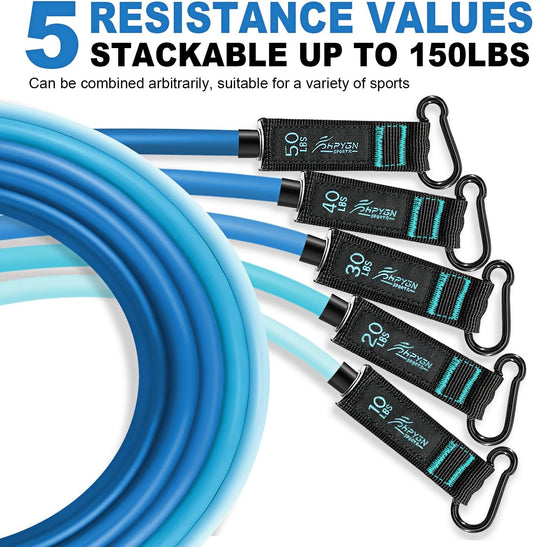 Resistance Bands, Exercise Bands with Handles, Fitness Bands, Workout Bands with Door Anchor and Ankle Straps, for Heavy Resistance Training, Physical Therapy, Shape Body, Yoga, Home Workout Set