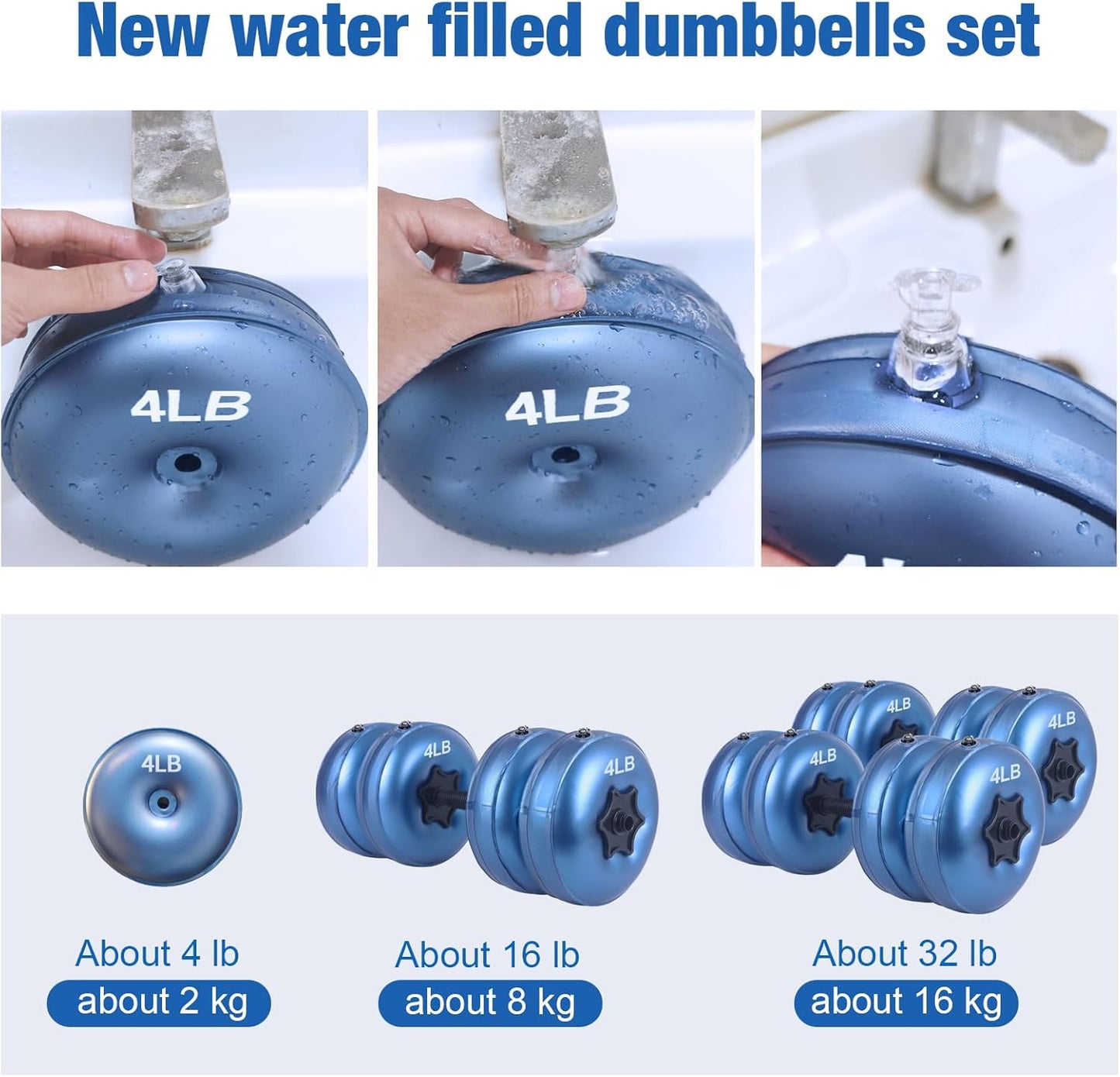 Water Filled Dumbbells Set - Water Filled Weights - Portable Travel Weights - Adjustable Dumbbells