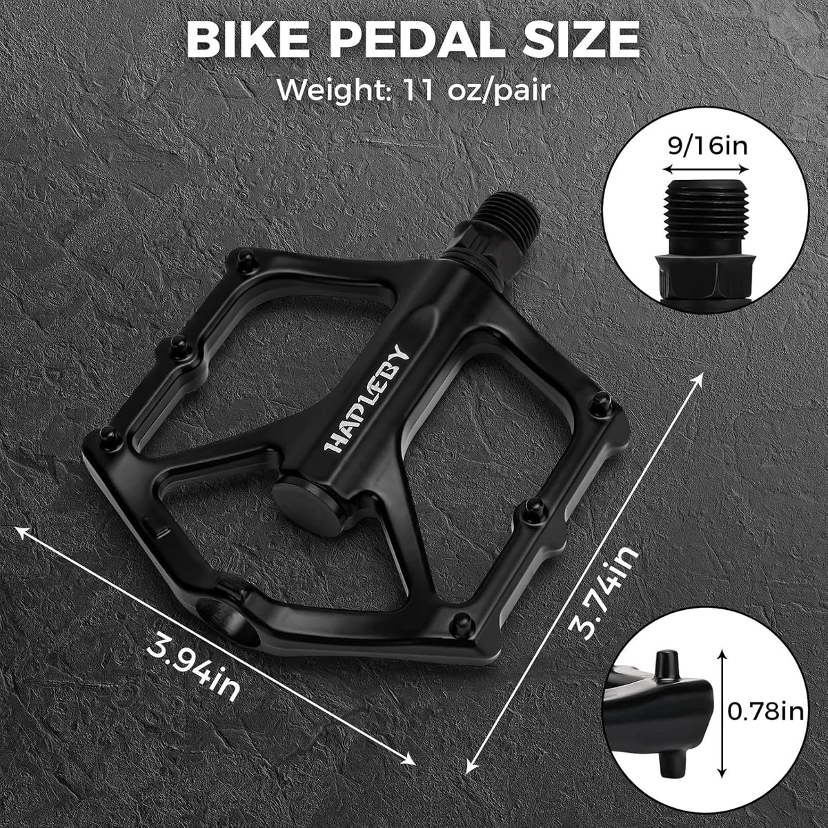 Premium Bike Pedals of 9/16 Inch, Professional Mountain and Road Bike Flat Pedal with 2 Sealed Bearings, Wide Paltform and Lightweight of Bicycle Pedals, Come with Pedal Wrench 1PCs