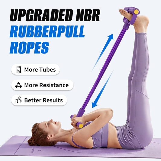 Pedal Resistance Band with Handles,6/8/10 Tube Stretch Band, Fitness Shaping Yoga Exercise Equipment, Natural Rubber Tension Rope, for Abdominal, Leg, Arm, Back Slimming Training