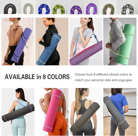 Yoga Mat Strap - 8MM Adjustable Paracord Carrier for Carrying Yoga Mats, Camping Pads & Blankets (Strap Only)