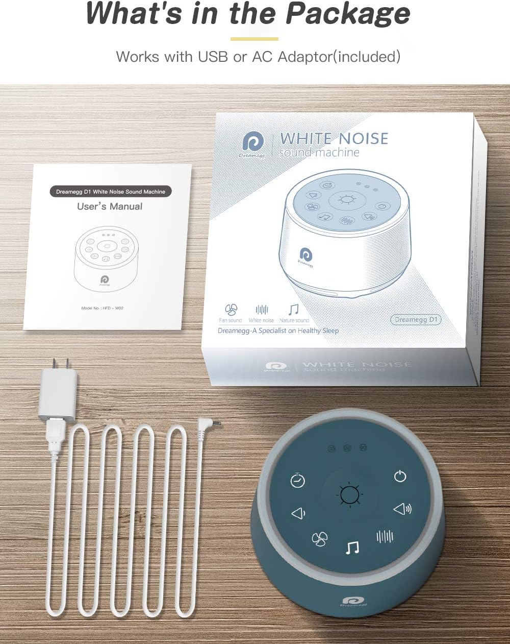 D1 Sound Machine Baby - White Noise Machine for Baby with Night Light, 24 High Fidelity Sounds, Timer & Memory Feature, Noise Machine with Nursery Lamps for Adults, Home, Office (White)