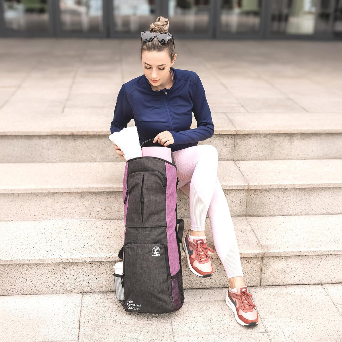 Yoga Mat Bag Carrier - Large Pockets & Water Bottle Holders. Yoga Backpack Fits 0.5" Thick x 26" Wide Mats. Hands-Free, Left-Right Switchable, Yoga, Gym, Cycling