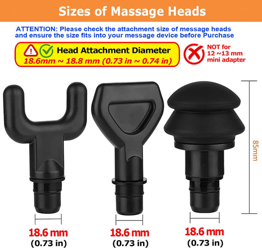 6 Pcs Massage Gun Heads Replaceable Attachment Adapter Deep Tissue Massager Gun Accessories, Assorted Functions for Runner Athletes Muscle Relaxation, Massage Head Connector Dia.18.6-18.8 mm