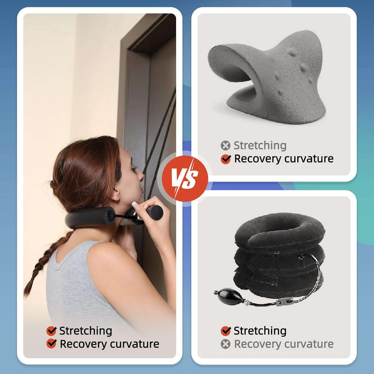 Cervical Neck Traction Device for Home Use, Adjustable Neck Stretcher Strap Over Door for Pain Relief and Spinal Decompression, Restore Natural Curve of The Neck