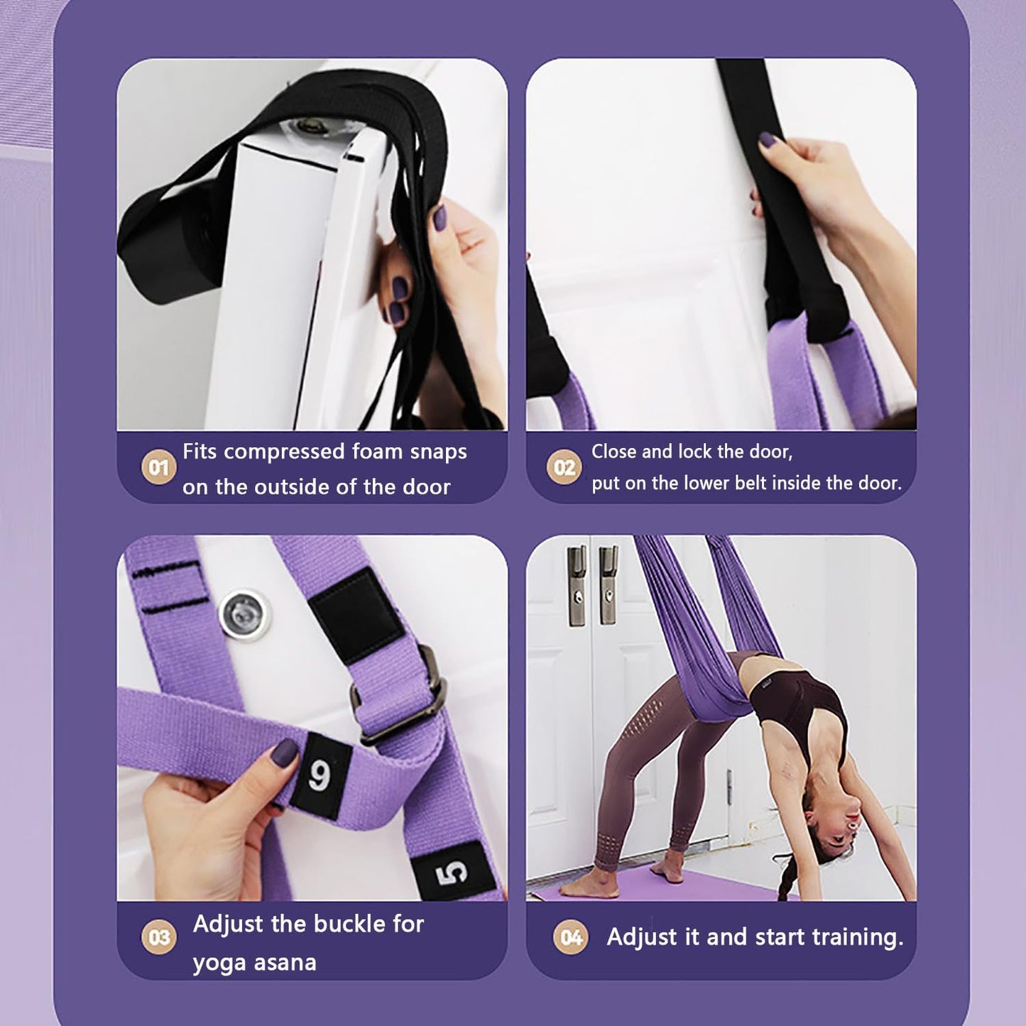 Yoga Stretching Strap,Stretching Equipment with Door Anchor,Back Stretcher for Back Pain, Flexibility Tensile Trainer for Dance Aerial Yoga Ballet Leg Stretching Exercise