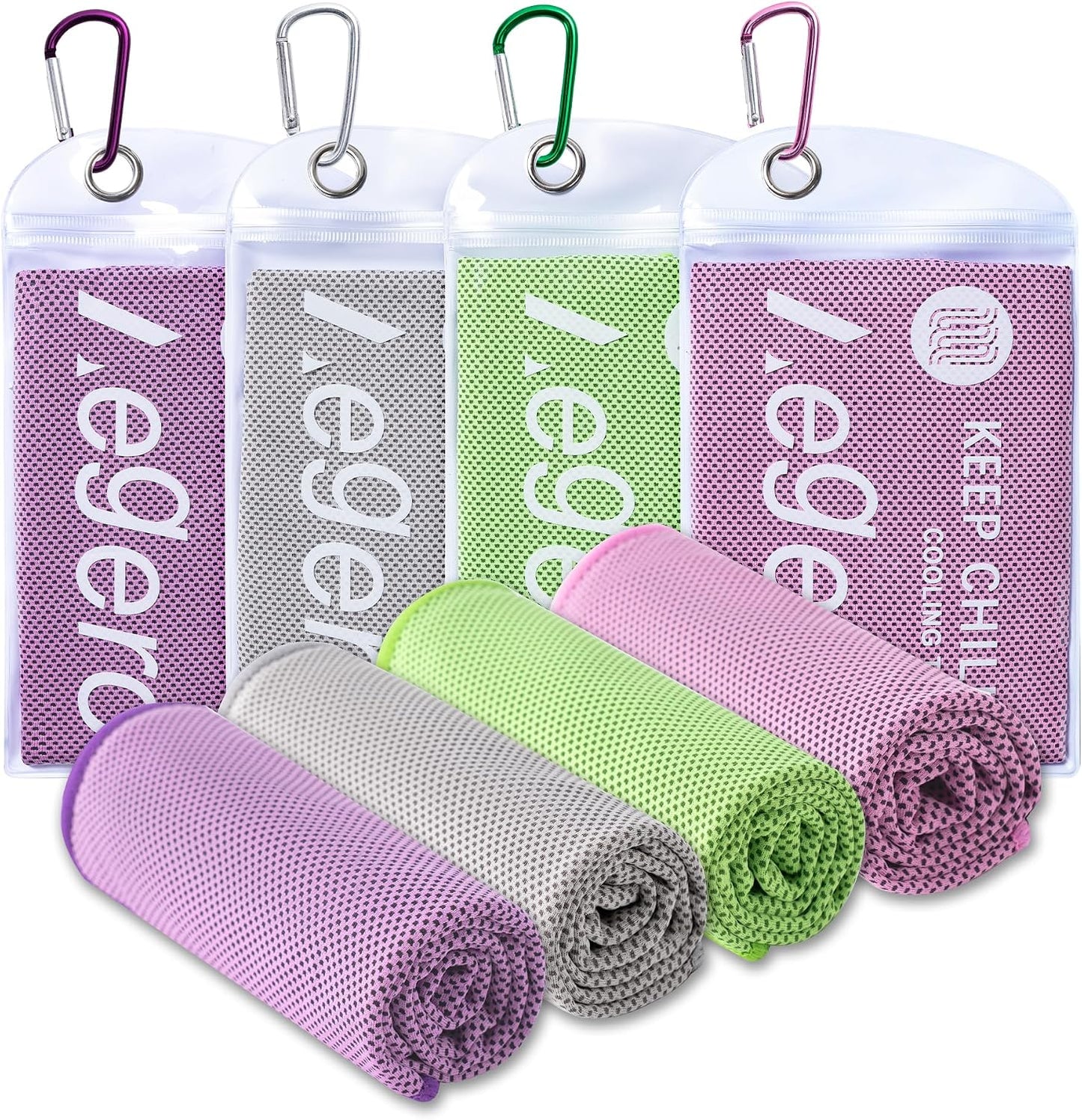 4Pack Cooling Towel 40"x12" Cooling Neck Wraps,Soft Breathable ChillyTowel