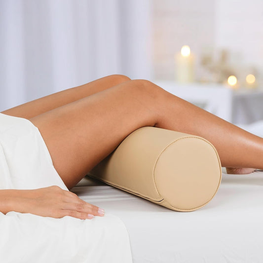 Massage Bolster Pillow Full Round – Durable, Easy to Clean 100% PU Upholstery incl. Strap Handle/Professional Quality CFC-Free/Back Pain Relief