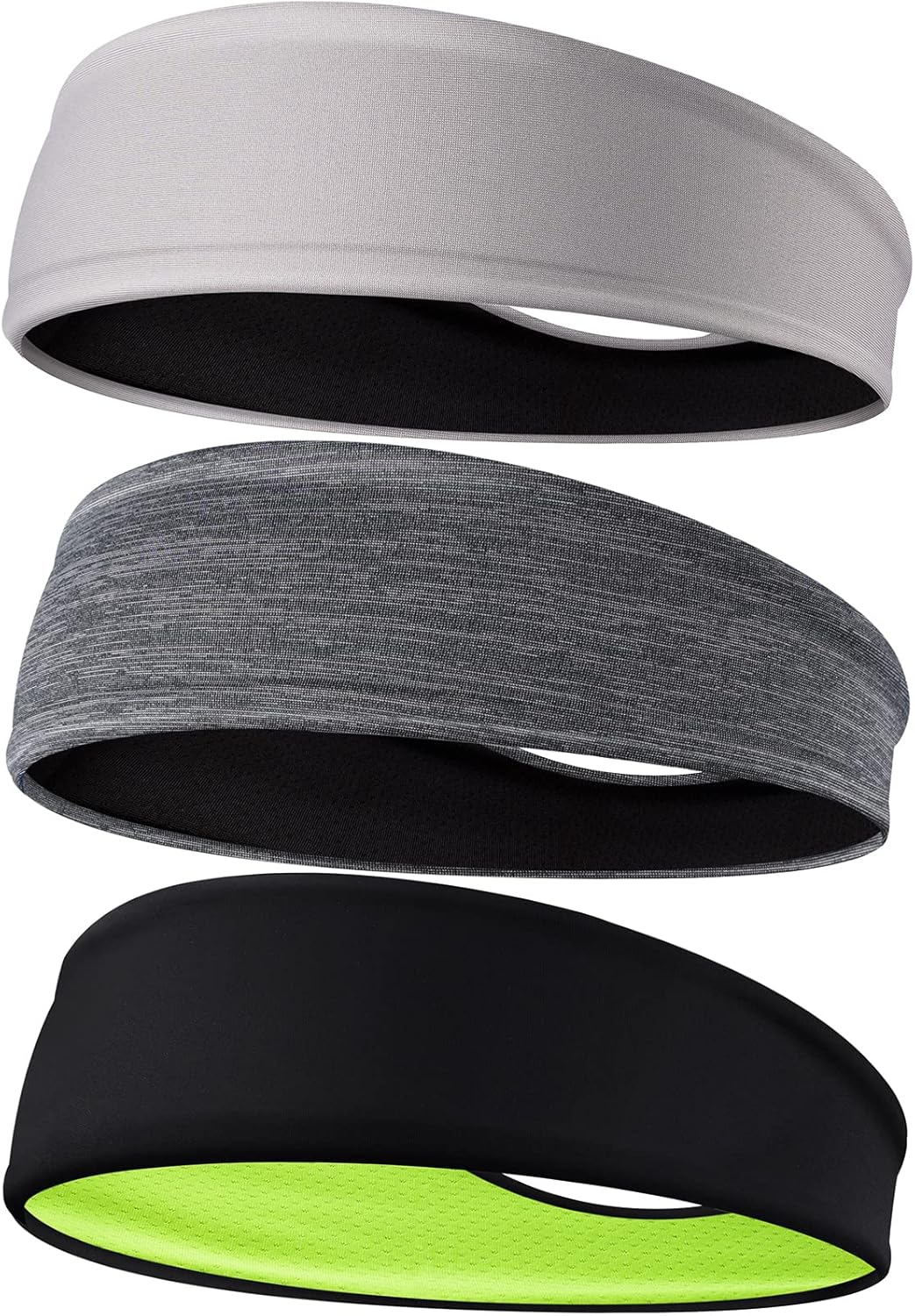 Men's Headbands, 3-Pack Head Band for Men, Sport Sweatbands for Running Fitness Yoga Cycling, Sweat Wicking Non Slip