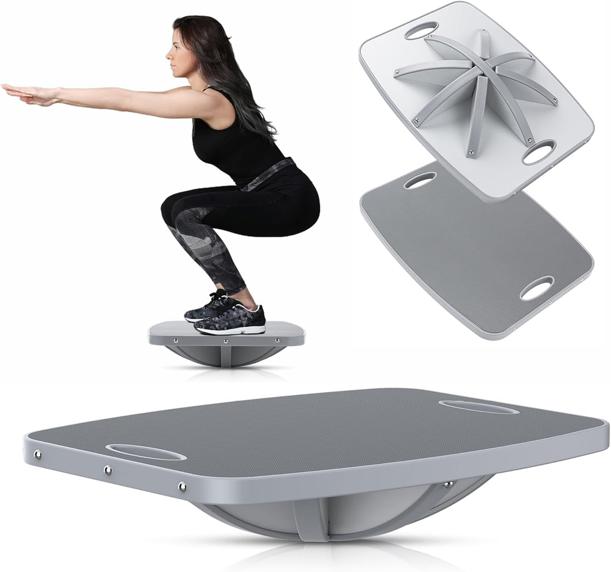 Professional Wooden Balance Board, 360 Degree Portable Wobble Board with Comfortable Surface, Standing Desk Rocker Board for Physical Therapy, Core Strength Stability Training