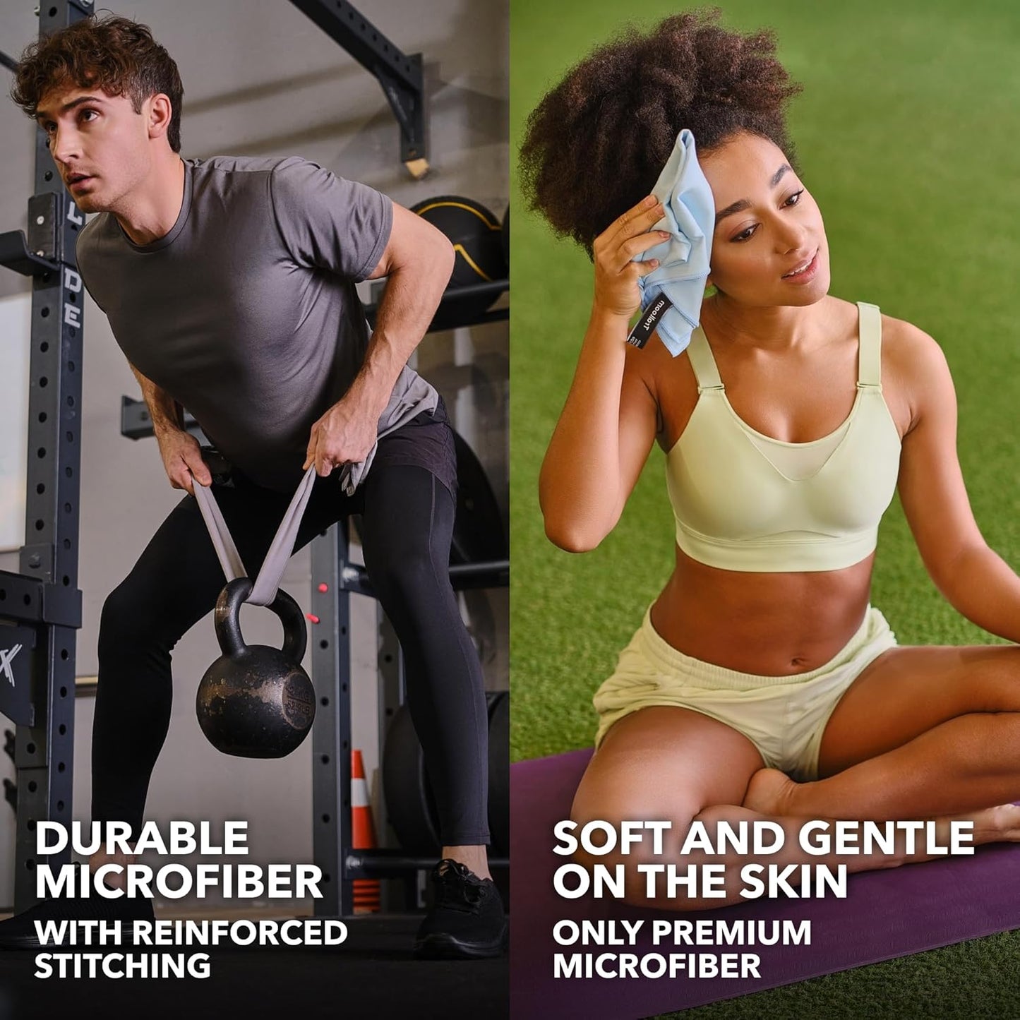 Microfiber Gym Towels, Quick Dry, Highly Absorbing, Odor-Free | Men & Women - Workout Sweat Sports Towel for Hot Yoga, Tennis, Running, Exercise, Working Out, Camping, Set of 5