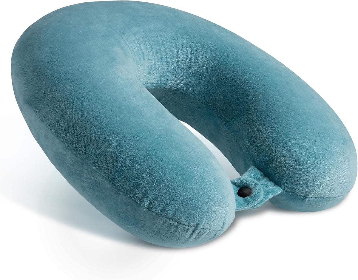 Travel Neck Pillow for Airplane, Memory Foam Neck Pillow with Removable Cover, Comfortable Airplane Pillow for Travel