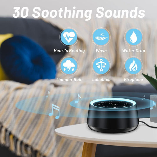 Sleep Sound Machine White Noise Machines with 30 Soothing Sounds 12 Adjustable Night Light 10 Adjustment Brightness 32 Levels of Volume 5 Timers and Memory Function Home Travel Office
