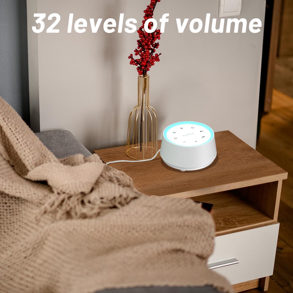 Sleep Sound Machine White Noise Machines with 30 Soothing Sounds 12 Adjustable Night Light 10 Adjustment Brightness 32 Levels of Volume 5 Timers and Memory Function Home Travel Office