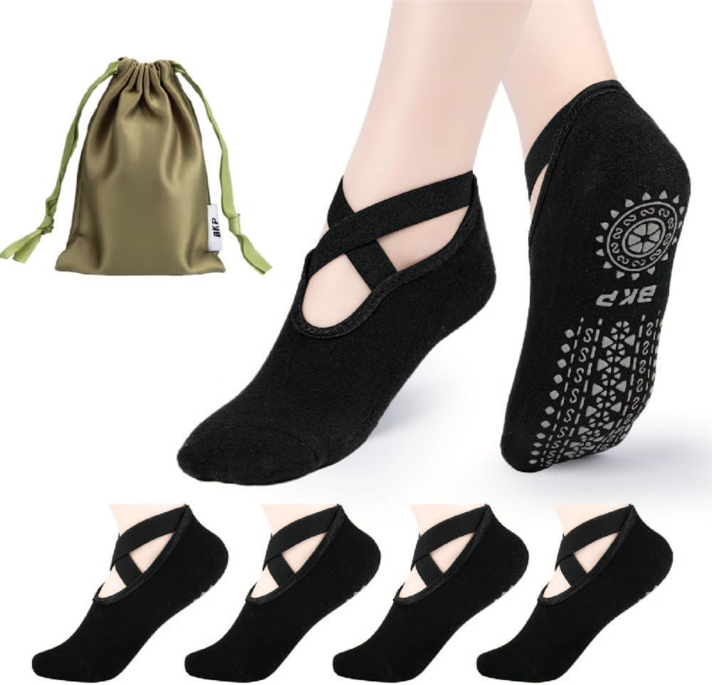 BKP Yoga Socks for Women,Pilates Socks Non Slip Grip Socks Suitable for Ballet,Plasticity,Dance,Home,Training