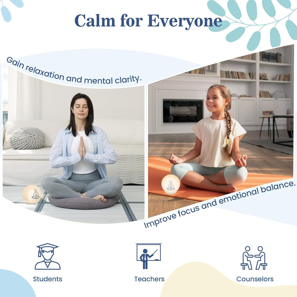 Guided Meditation Light – Meditation Aid with Rhythmic Glow for Focus, Mindfulness Tool for Calm Down Corner, Quiet Rooms, Home or Office Use