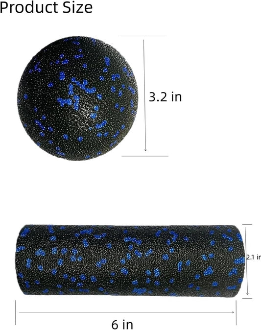 Mini Foam Roller and Massage Ball Set, 6-Inch Small Foam Roller & 3.2-Inch Ball for Travel, Back, Legs, and Muscle Recovery