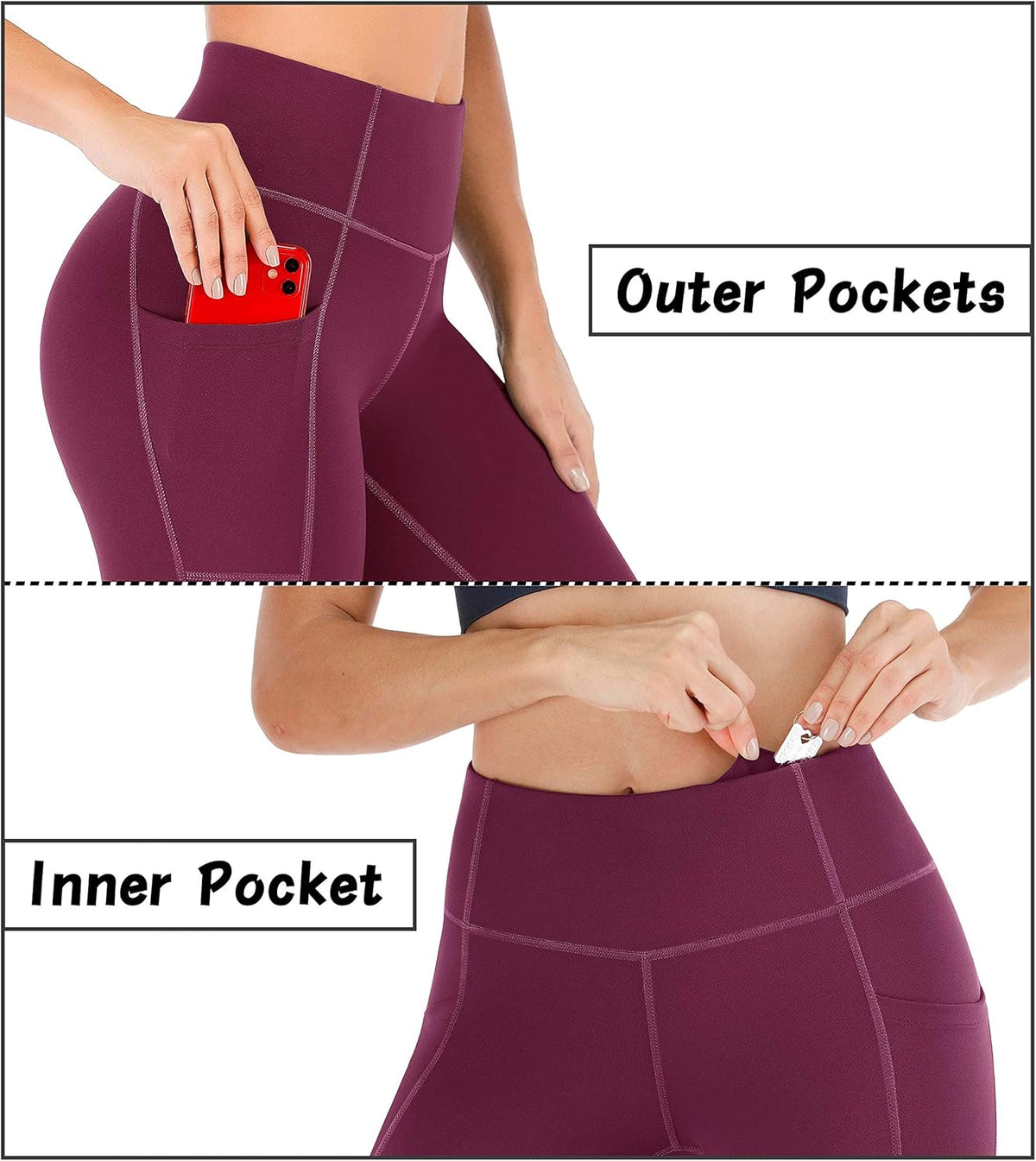 Leggings with Pockets for Women Tummy Control High Waisted Yoga Pants Women Compression Workout Leggings