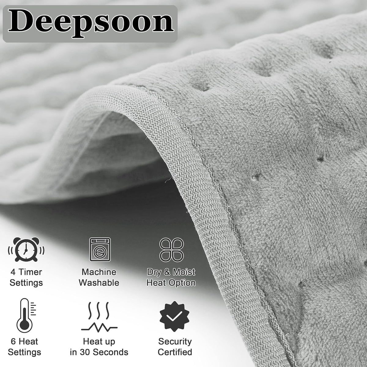 Heating Pad,Electric Heating Pads,Heating Pad for Back,Silvergray,24x12In