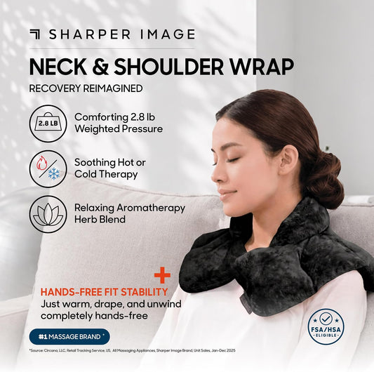Heated Neck & Shoulder Wrap - Microwavable Warm & Cooling Plush Pad, Scented Aromatherapy (100% Natural Lavender & Herb Spa Blend), Pain Tension Headache Relief Therapy, Gift for Women