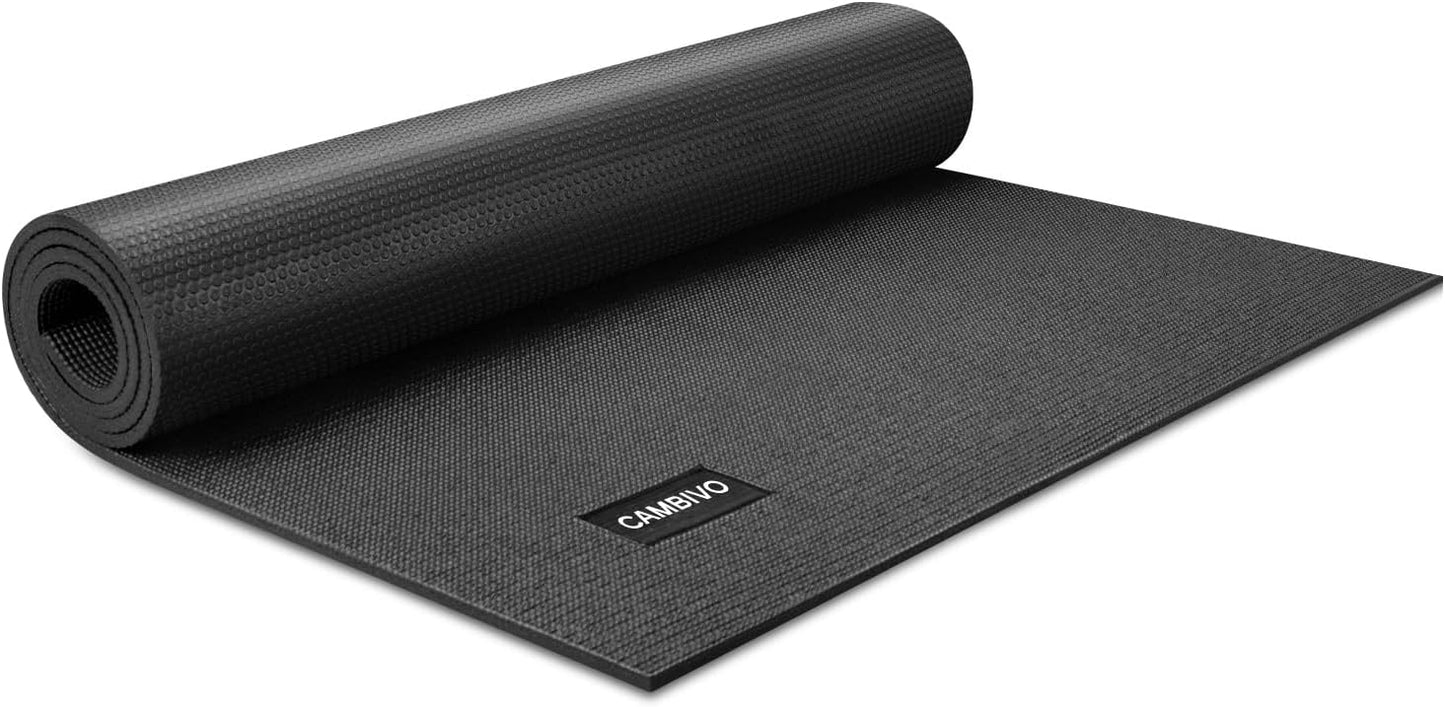 Extra Long Wide Yoga Mat, Thick PVC Workout Mat | For tall and plus-size, cushioned PVC with non-slip bottom, for home gym pilates barefoot and bodyweight training