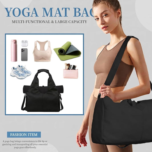 Yoga Mat Bag, Sport yoga Gym Bag for women, Lightweight yoga mat bag carrier with Yoga Strap, Carryall Yoga Tote Bag