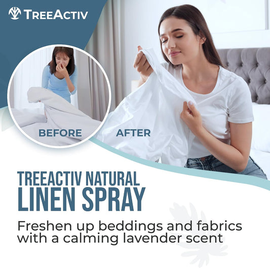 Natural Linen Spray, 8 fl oz, Lavender for Sleep, Beddings, Pillows, and Sheets With Tea Tree, Pillow Mist Freshener, 2000+ Sprays