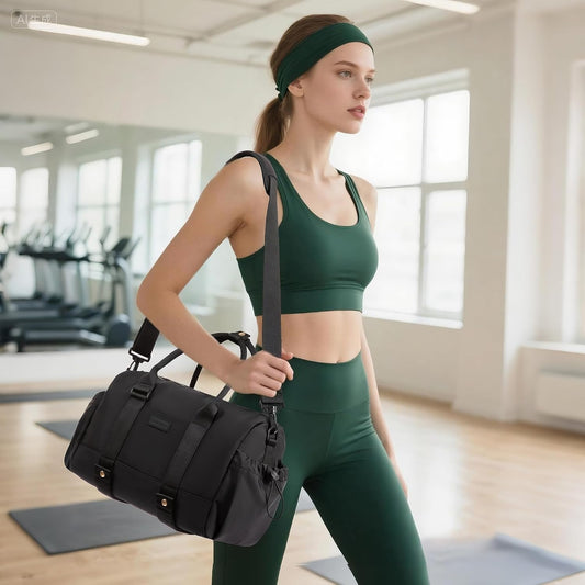 Small Gym Bag for Women with Yoga mat Holder, Mini Duffle Bag for Travel with Wet Pocket, Overnight Personal Item Bags, Lightweight Carry on Weekender Duffel for Workout, Dance, Ballet