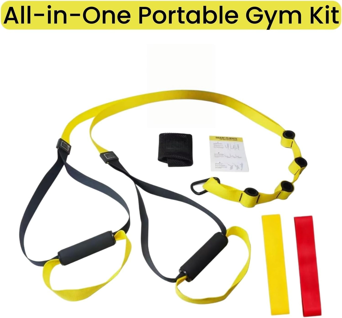 Home Suspension Straps Training Kit | Adjustable Extension Door Anchor, Carry Bag and 2pcs Bands-Strength Training Equipment for Full Body Bodyweight Workouts