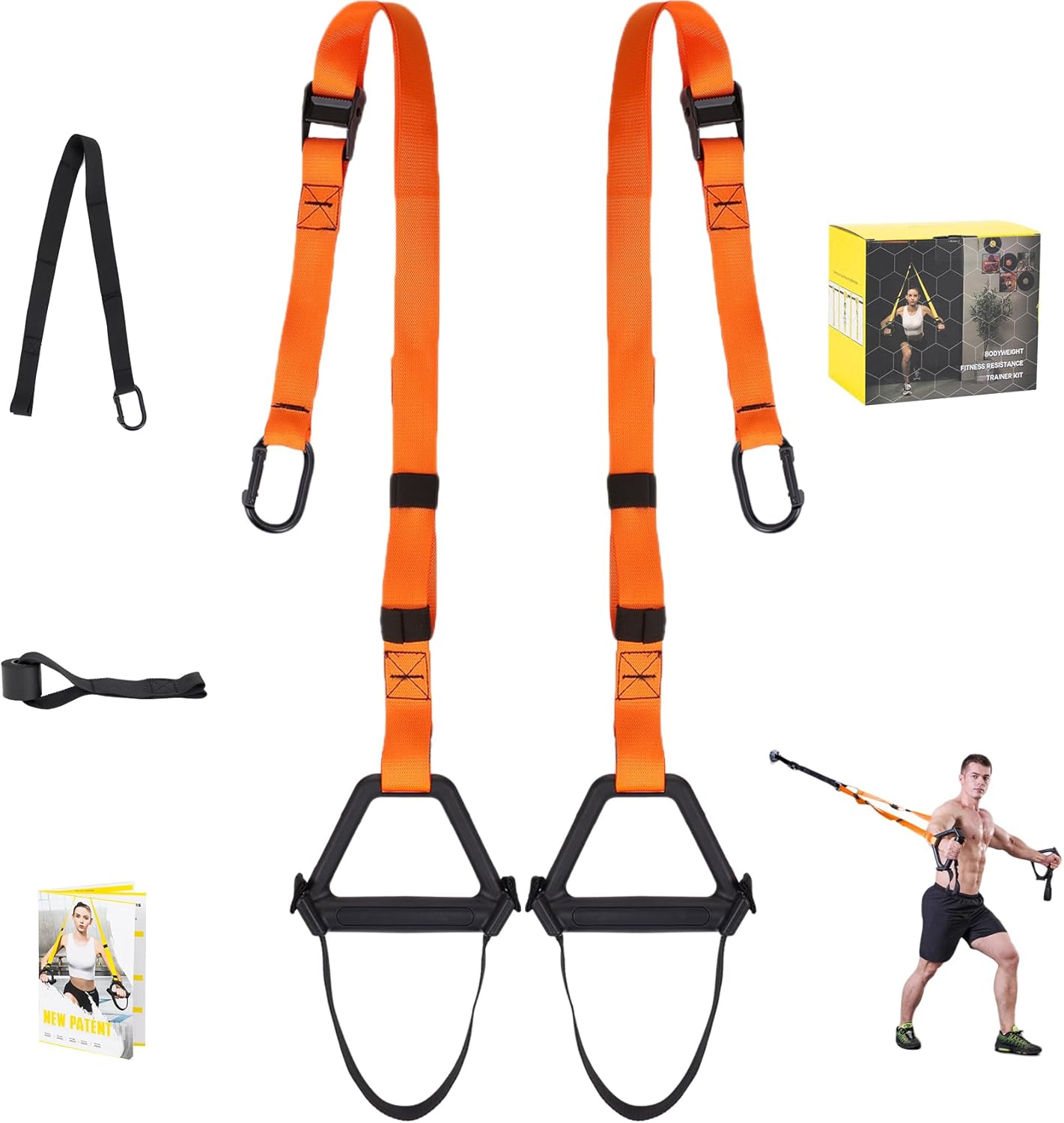 Bodyweight Resistance Training Straps,Training straps Complete Home Gym Fitness Trainer kit for Full-Body Workout Easy Setup Gym Home Outdoors