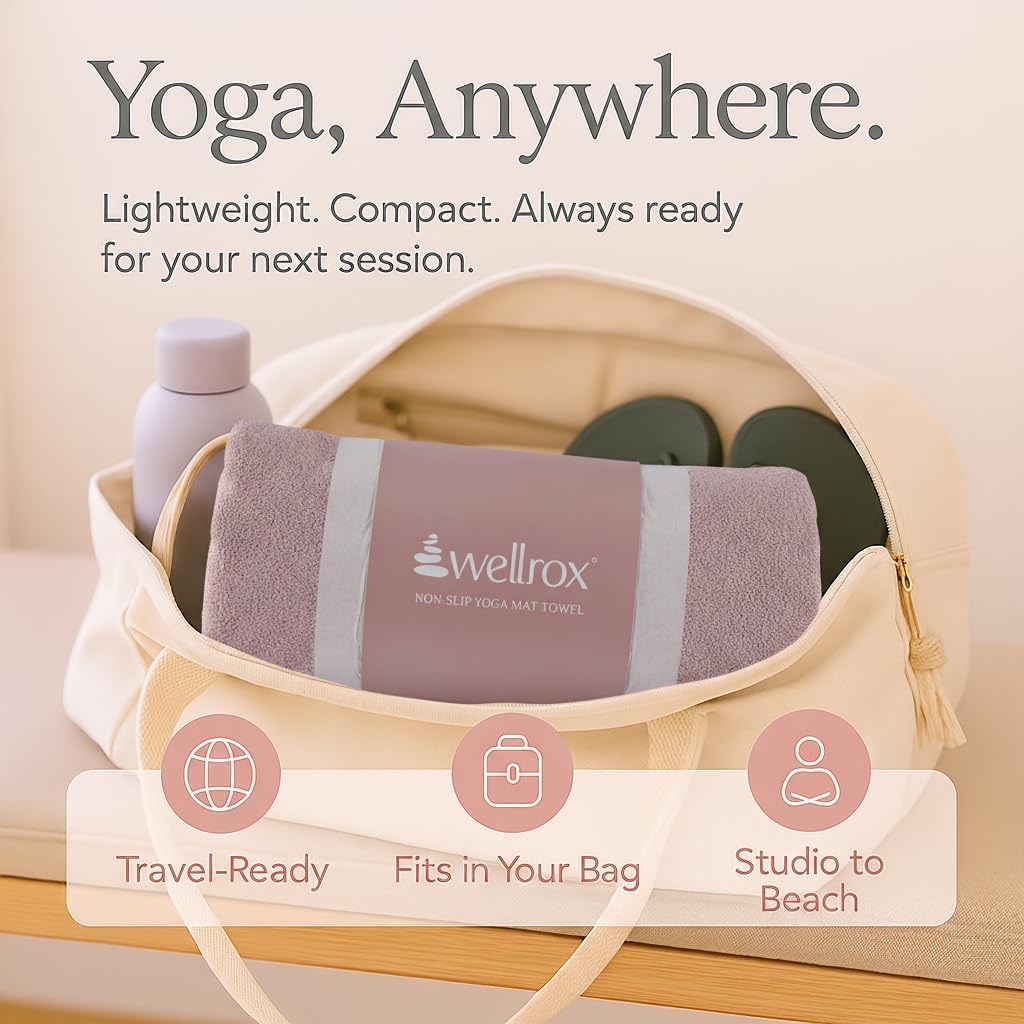 Microfiber Yoga Mat Towel with Grip – Ultra Absorbent, Super Soft, and Quick Dry Hot Yoga Towel Non Slip for Pilates, Bikram, and Fitness Workouts (74” x 26”, Pink)