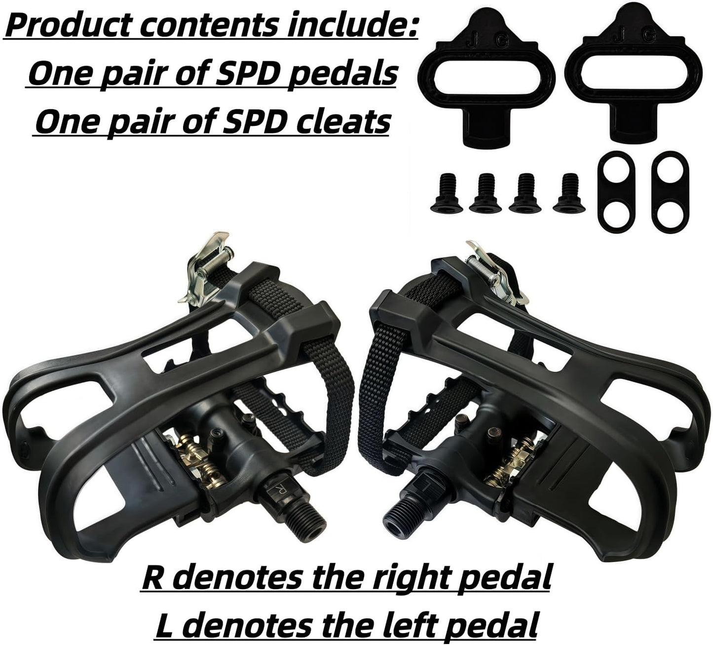 Professional Bike Pedals with Adjustable Toe Clips & Straps | Dual Sealed Bearings for 360° Smooth Ride | Lightweight Alloy-Composite Pedals for Spin, Peloton, Schwinn, Road & Mountain Bikes