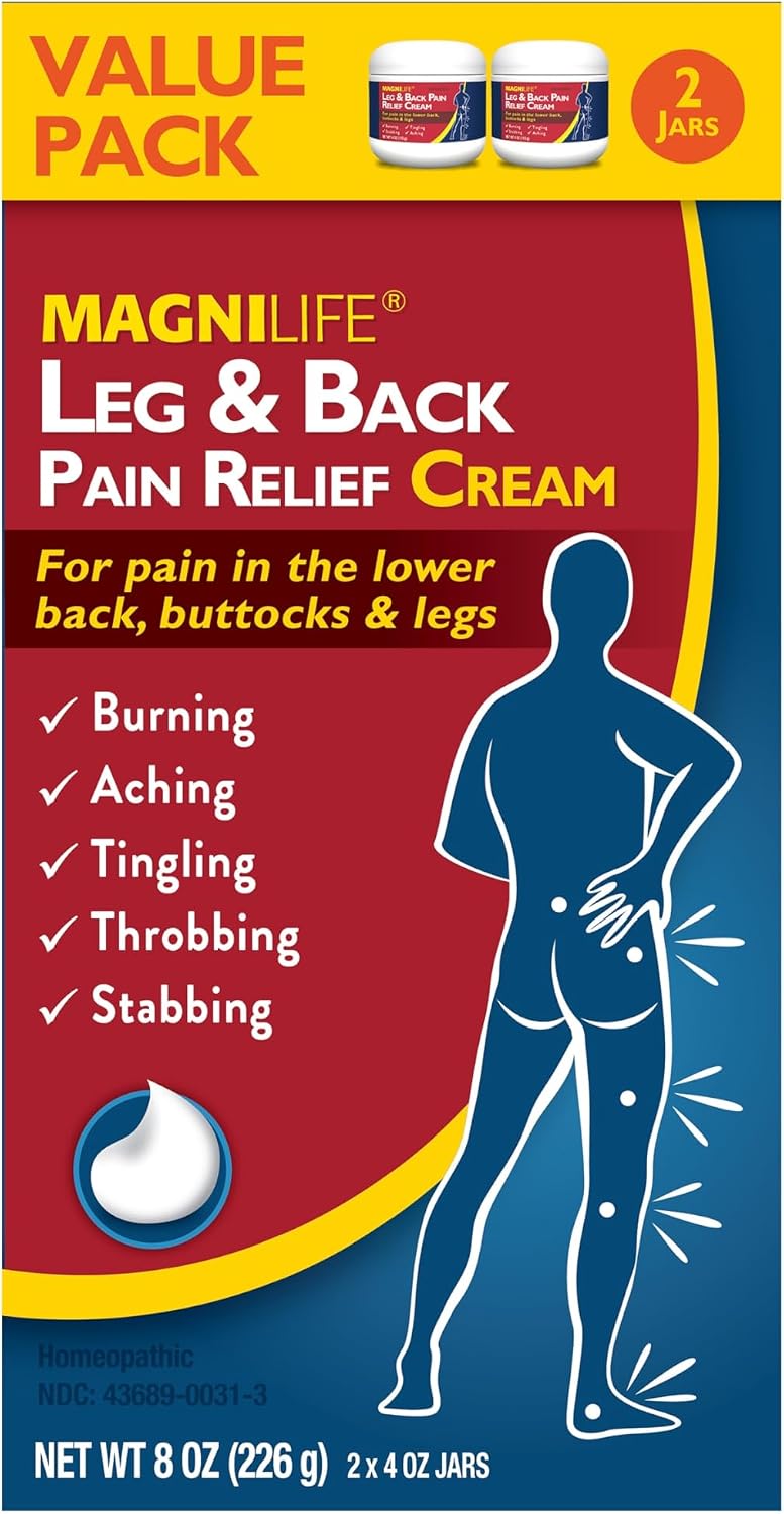 Leg & Back Pain Relief Cream (4 oz), Topical Support for Leg Pain & Lower Back Discomfort, Fast Absorbing, No Residue, Mild Scent, Massage-in Formula