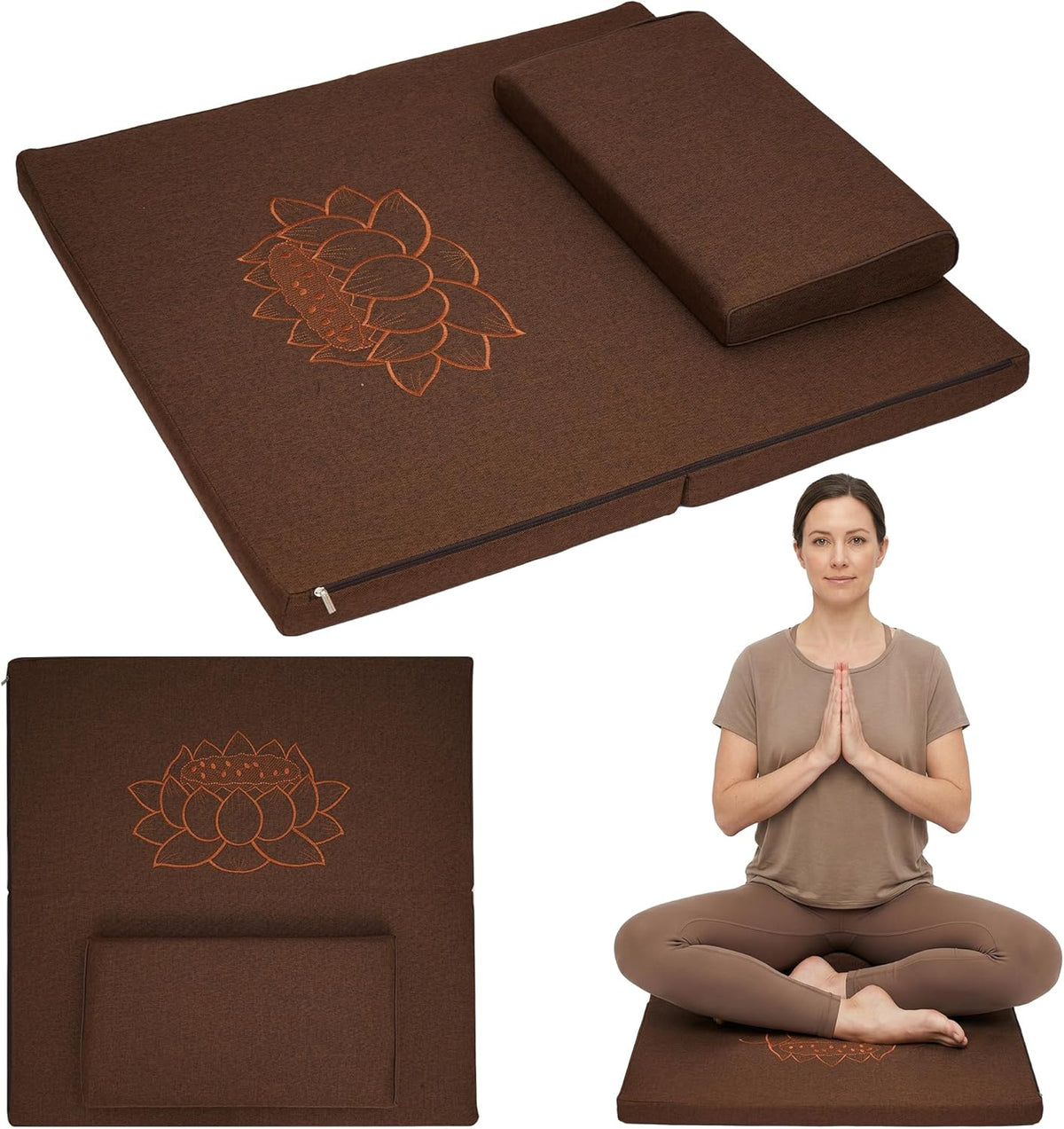 Meditation Cushion Set, 27.6in×27.6in Meditation Pillow for Sitting on Floor, Ergonomic Support for Yoga, Washable Cover, Large Size Floor Cushion for Yoga Mindfulness Meditation