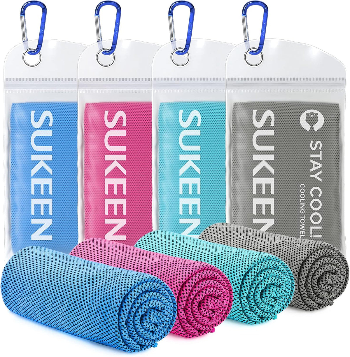 4 Pack Cooling Towels for Hot Weather 40"x12", Gym Towels for Men and Women, Soft Breathable Workout Towels for Yoga, Running, Sport, & More