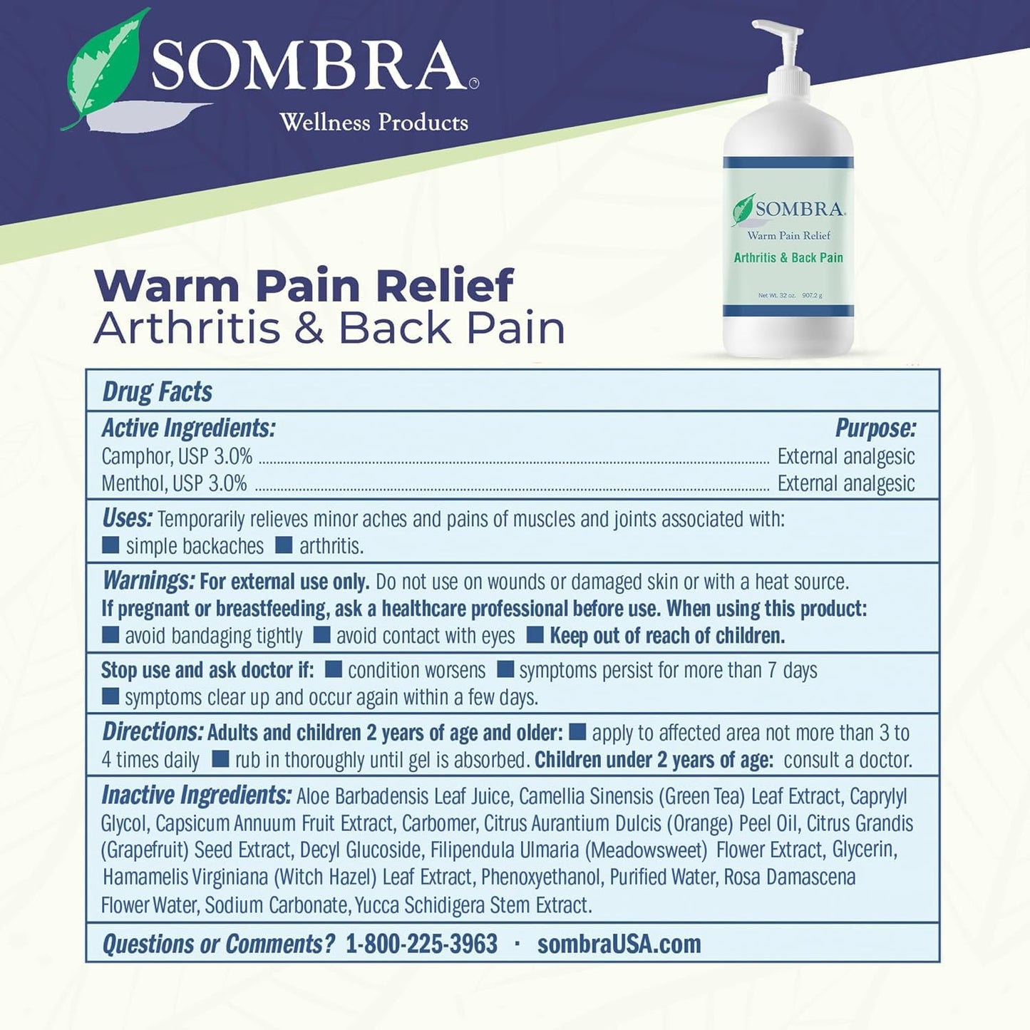 Sombra Warm Pain Relief 8 oz Jar for Arthritis, Back Pain & Pre-Exercise