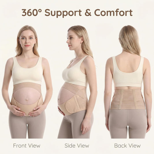 Maternity Belly Band for Pregnancy - 3 in 1 Pregnancy Support Belt for Back, Pelvic & Hip Support - Adjustable Abdominal Binder & Prenatal Cradle - Pregnancy Must Haves (Black, X-Large)