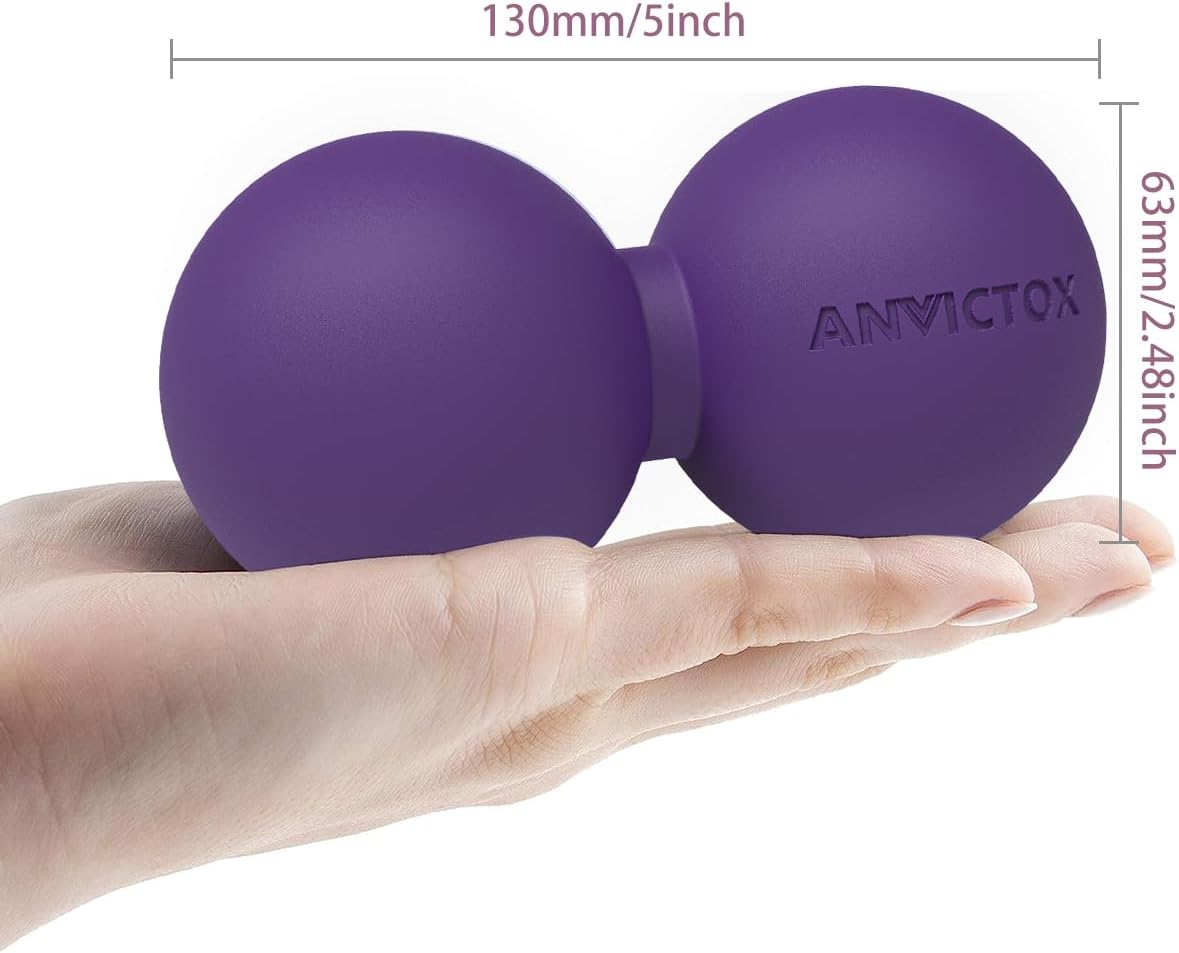 Peanut Massage Ball,Double Lacrosse Ball for Neck Sore Muscles,Medium Density Myofascial Release Massager Ball for Deep-Tissue Massage Muscle Knots Yoga Therapy(Black)