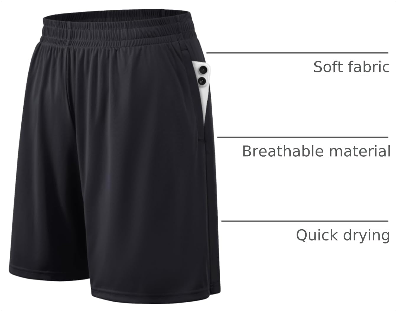 Athletic Shorts for Men with Pockets and Elastic Waistband Quick Dry Activewear