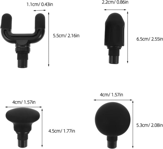 4Pcs Deep Tissue Massager Gun Head: 12-13mm Massager Tip Attachment Head Replacement, Ideal for Athletes, Muscle Relaxation and Gym Sessions, Compact Design