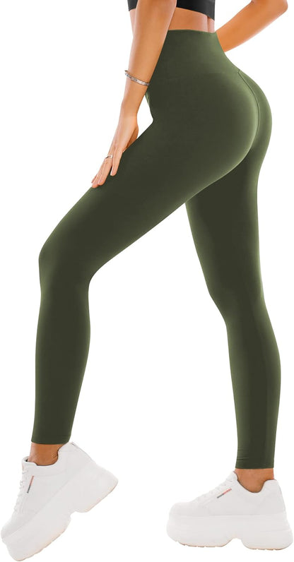 High Waisted Leggings for Women - Full Length Capri Buttery Soft Yoga Pants for Workout Athletic - Colors B