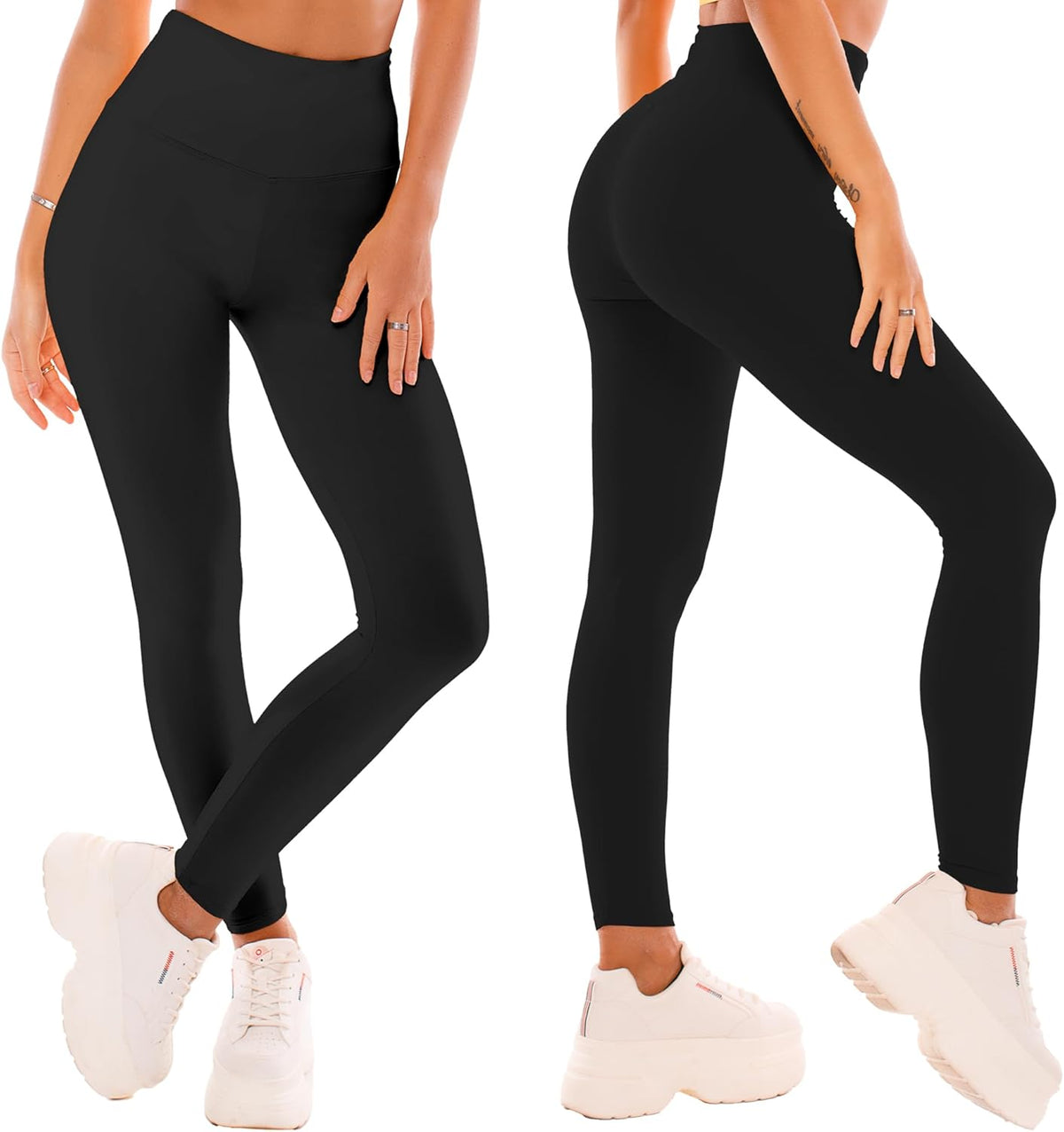 High Waisted Leggings for Women - Full Length Capri Buttery Soft Yoga Pants for Workout Athletic - Colors B