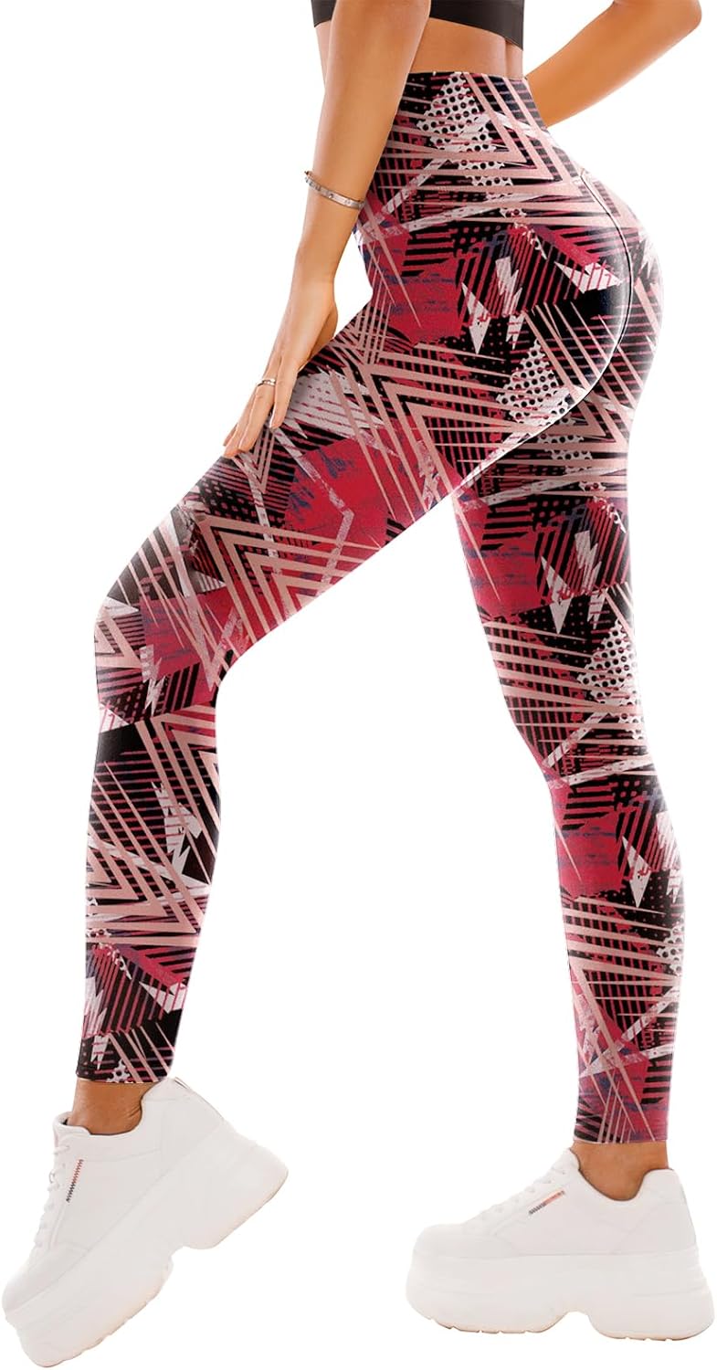 High Waisted Leggings for Women - Full Length Capri Buttery Soft Yoga Pants for Workout Athletic - Colors B